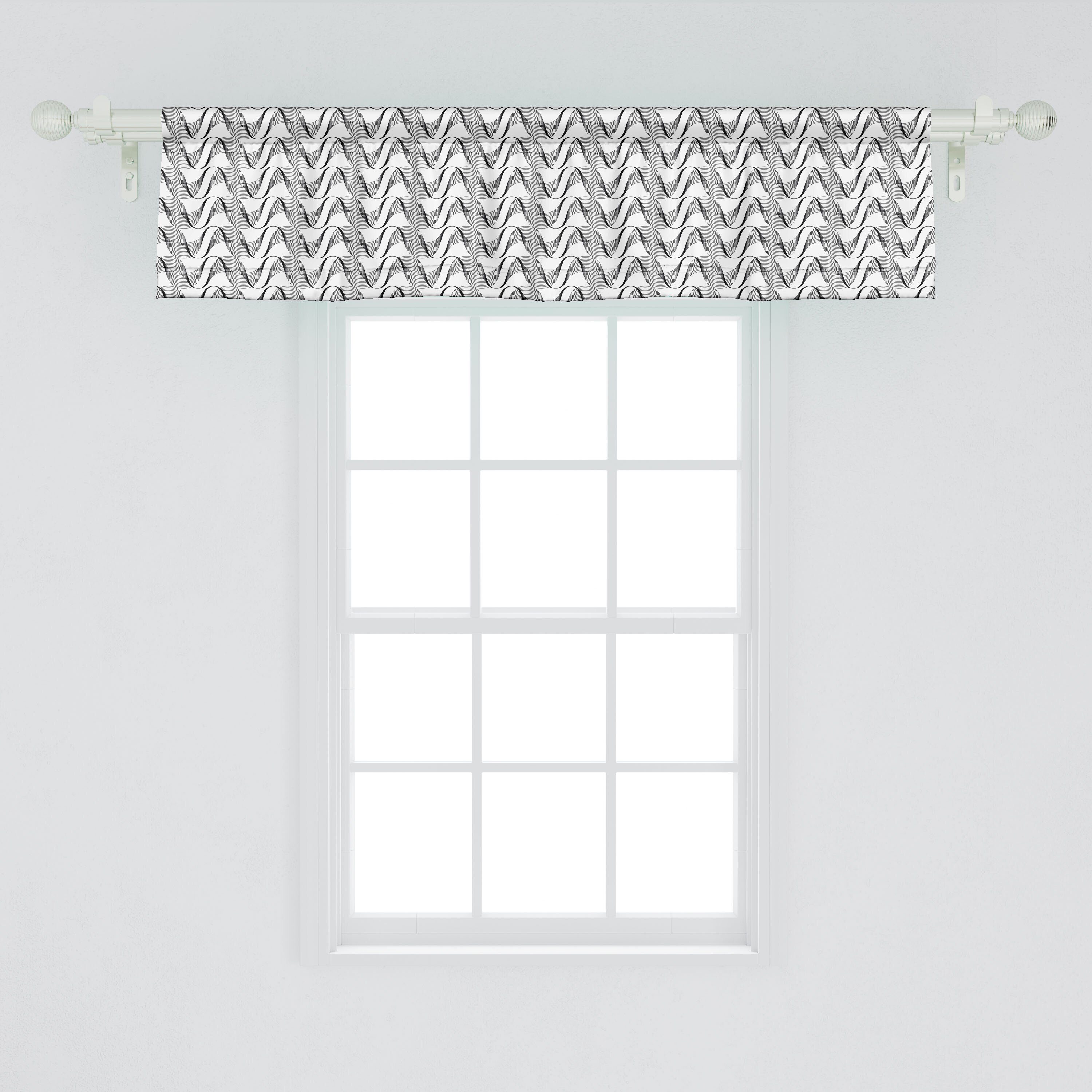 Scheibengardine Vorhang Volant für Küche Schlafzimmer Zier Gebogene Dekor mit Microfaser, Stangentasche, Geometrisch Abakuhaus, Stripes