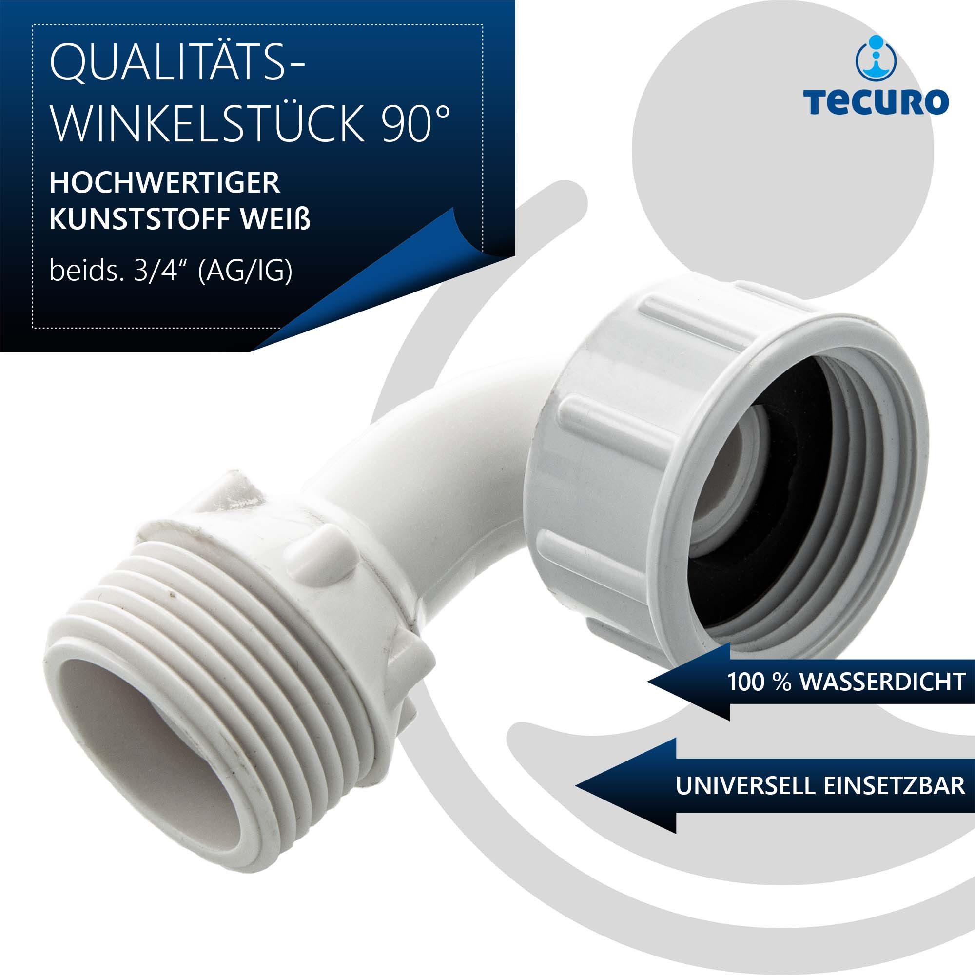 tecuro Gewindefitting Winkelstück 3/4 Zoll AG/IG zur Montage an Zapfhahn/Waschmaschine