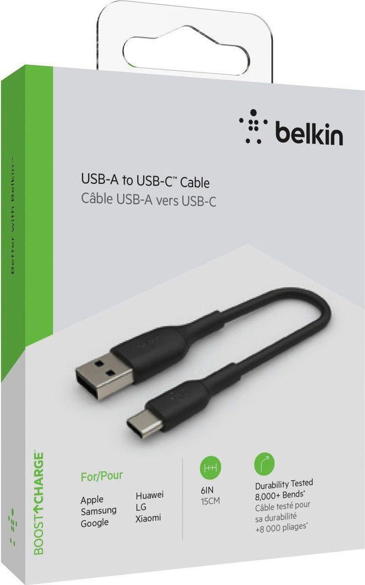 Belkin BoostCharge USB-C/USB-A Kabel PVC, 15cm USB-Kabel, USB-C, USB Typ A (15 cm)