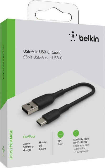 Belkin BoostCharge USB-C/USB-A Kabel PVC, 15cm USB-Kabel, USB-C, USB Typ A (15 cm)