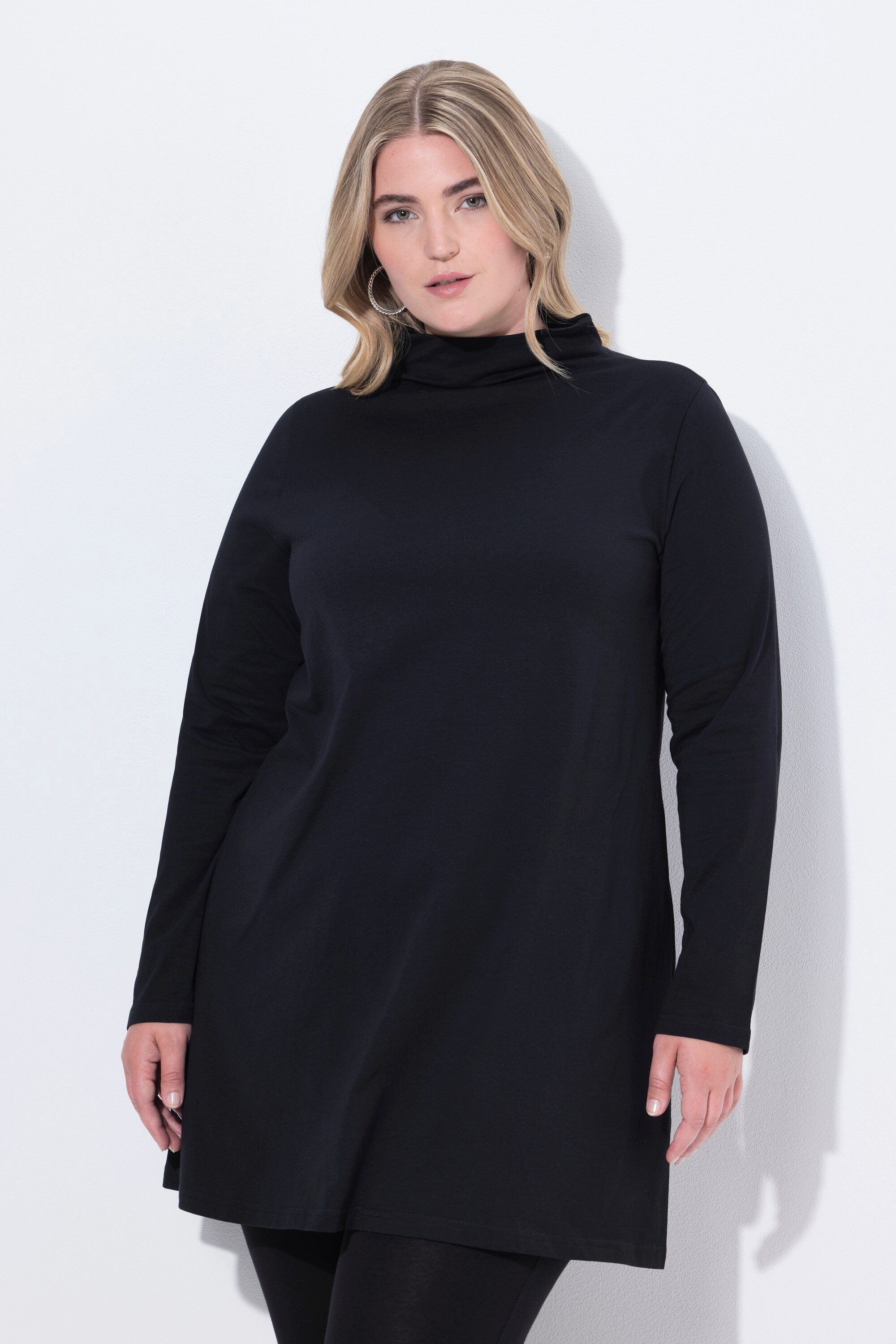 Ulla Popken Longshirt Longshirt A-Linie Stehkragen Langarm Taschen günstig online kaufen