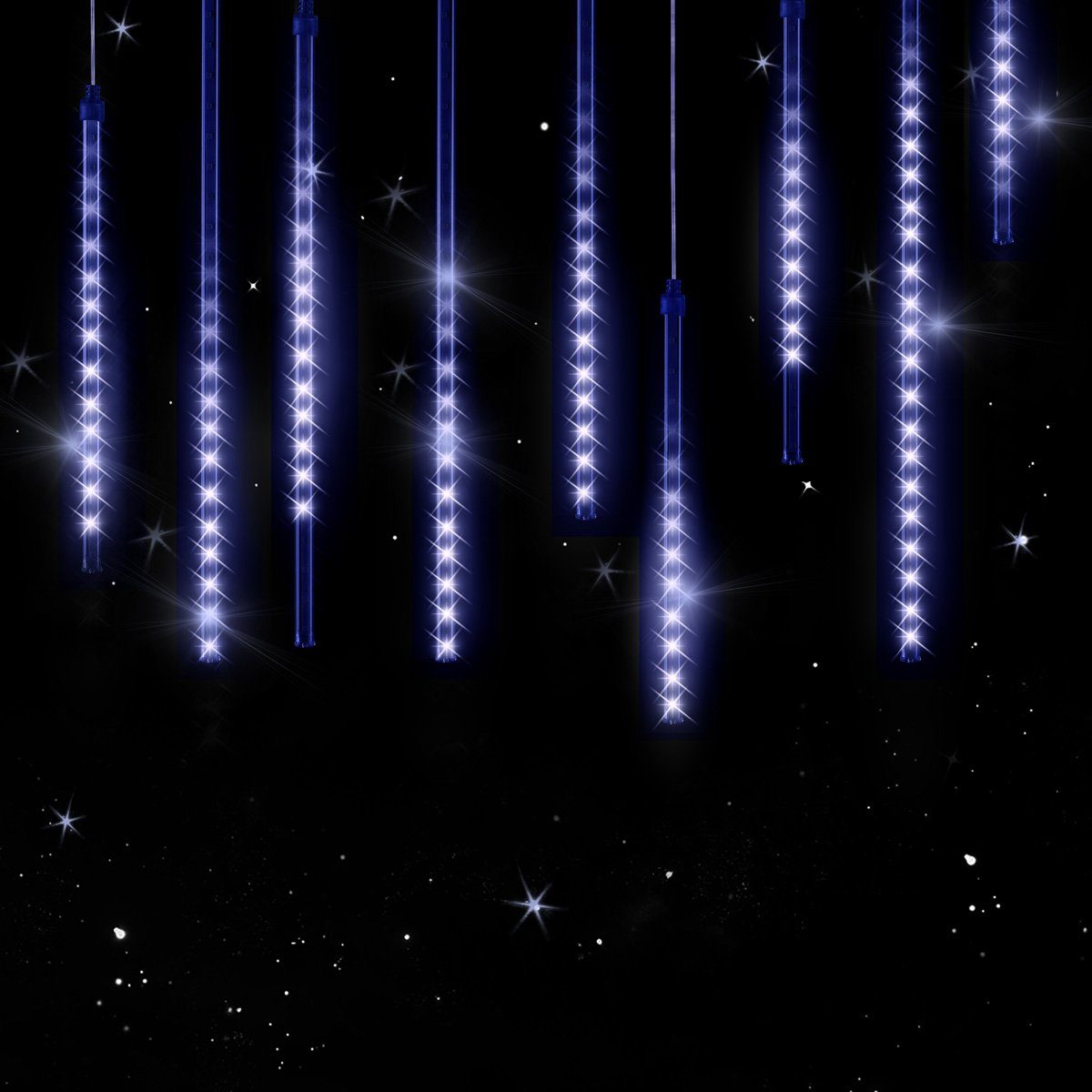 monzana Lichterkette, Meteorschauer 480 LED Außen Wasserdicht 10 Röhre je  50 cm Innen Weihnachten Eisregen Regenlichterkette Weihnachtsbeleuchtung  Blau