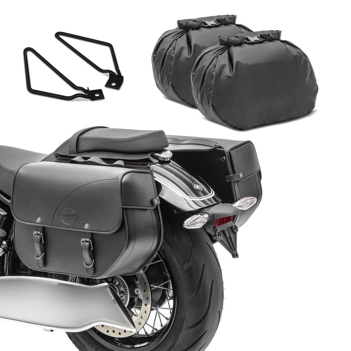Satteltasche Satteltasche Kentucky + Satteltaschenhalter Universal schwarz