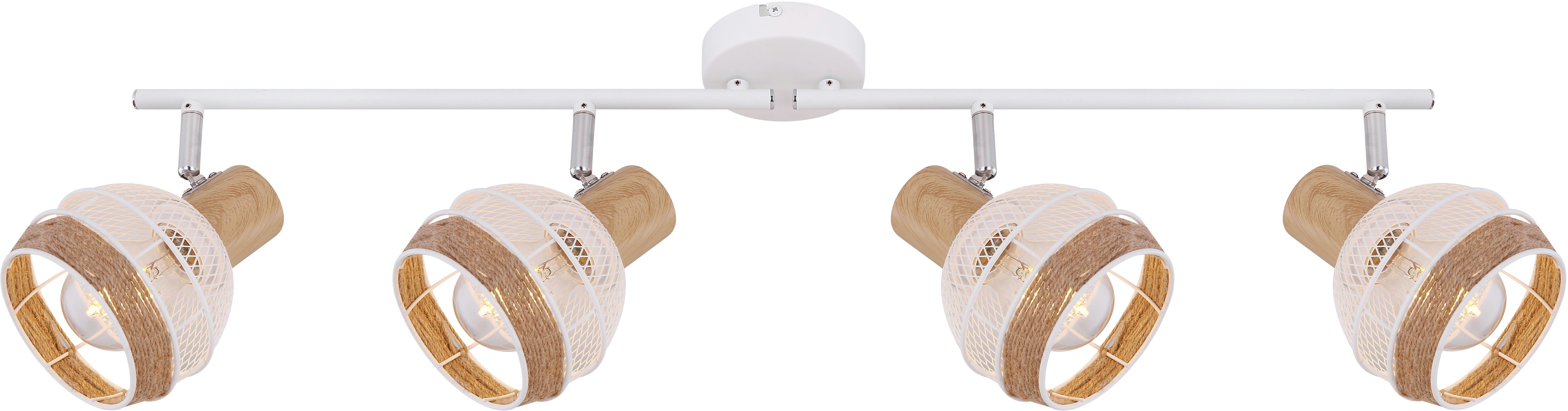 GLOBO LIGHTING Deckenstrahler WIDY, ohne Leuchtmittel, Deckenstrahler/weiß/holzoptik/Hanf braun/Flur/Wohnzimmer