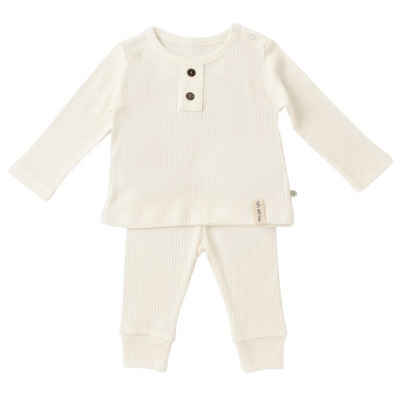 biorganic Pyjama Soft Modal Shirt & Hose Baby Set für Jungen und Mädchen Unisex (Pyjama-Set, 2 tlg., Langarmshirt + Hose) gerippte Textilstruktur, 50% Bio-Baumwolle 50% Modal Größe 62-80