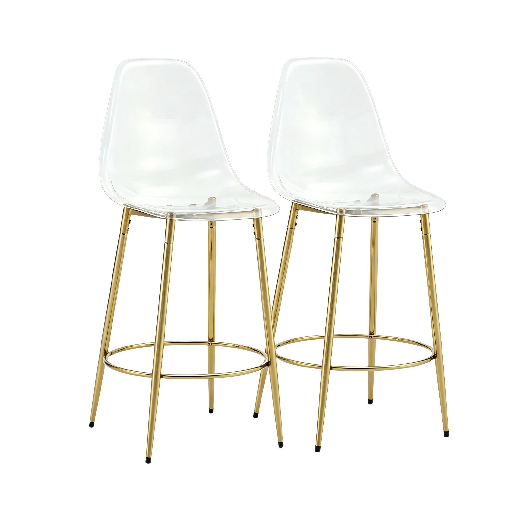 gopop Barhocker 2er-Set mit transparenter PET-Sitzschale, Barstuhl, Esszimmerstuhl (2 St), wahlweise mit schwarzen, silbernen oder goldenen Metallbeinen