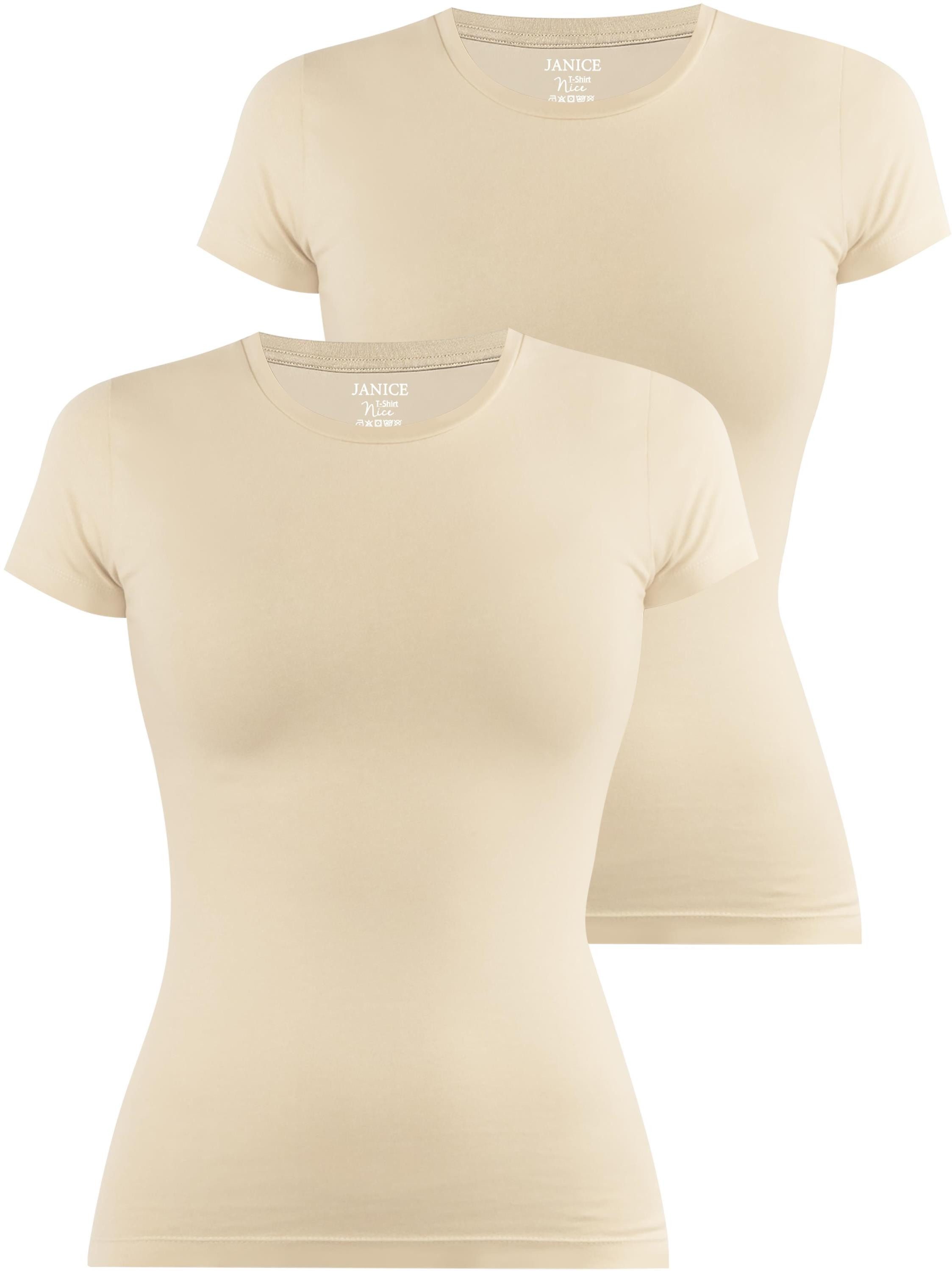 Kurzarmshirt 2 x Damen T-Shirt hochgeschlossen Nice