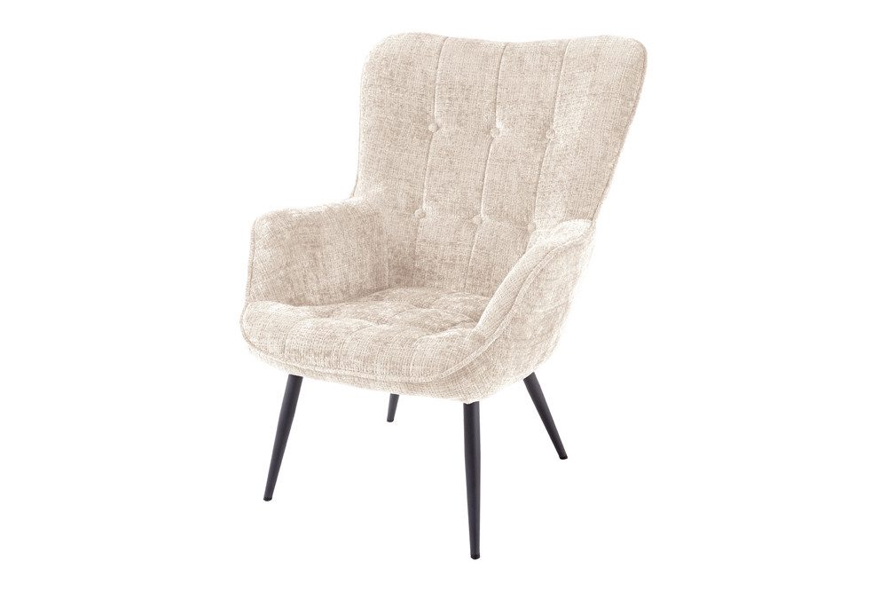 riess-ambiente Sessel SCANDINAVIA champagner/schwarz -Chenille Cremona, Metall, mit Armlehne (Einzelartikel, 1-St), gepolsterter Lesesessel - ideal für Wohn-, Gäste- & Schlafzimmer