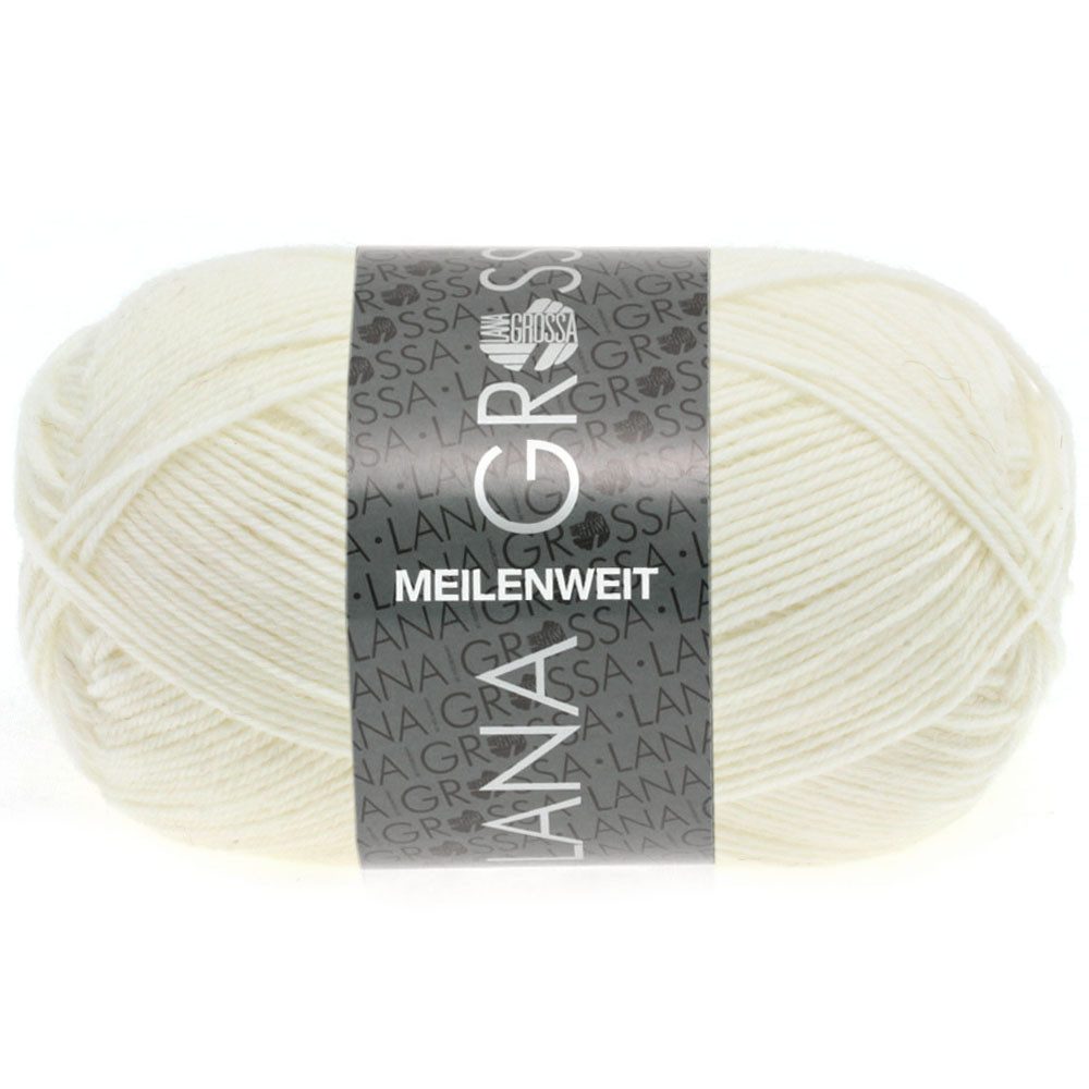 LANA GROSSA MEILENWEIT 50 g UNI Häkelwolle, 210 m (4-fach Sockenwolle mit 80 % Schurwolle), 50 g