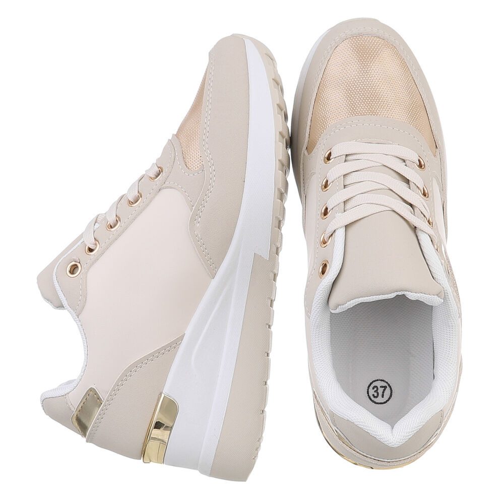 Ital-Design Damen Low-Top Freizeit Sneaker (88671651) Keilabsatz/Wedge Sneakers Low in Beige