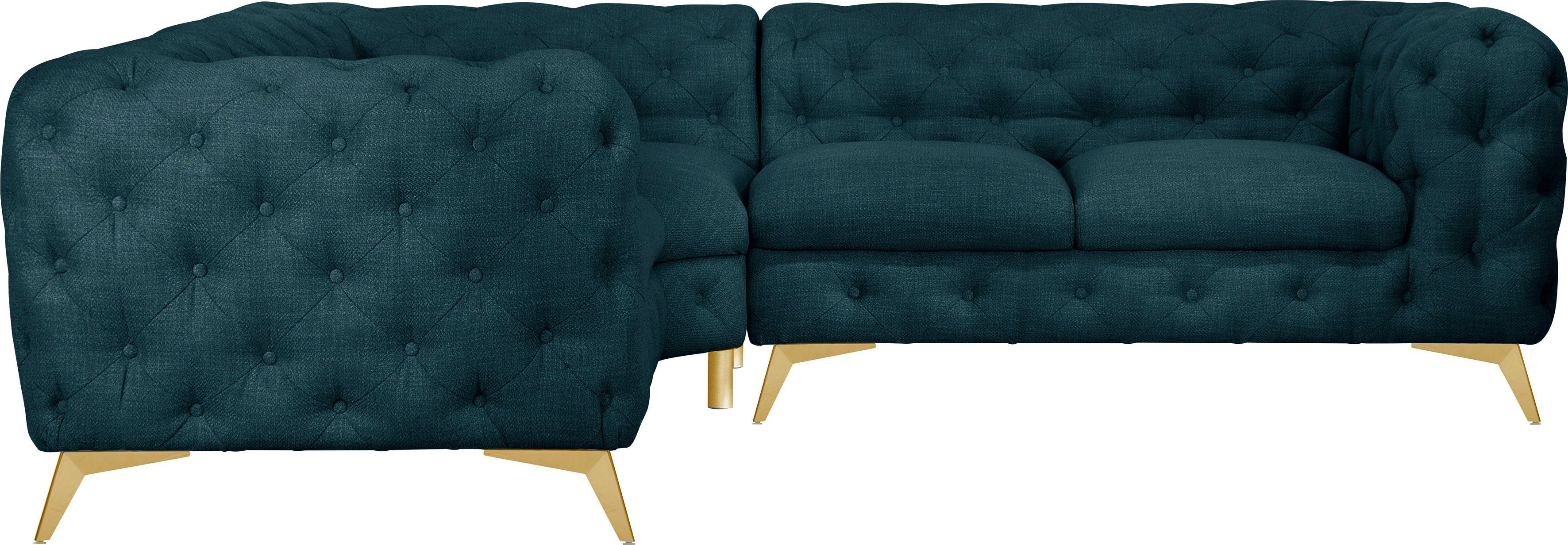 Leonique Chesterfield-Sofa "Ecksofa GLYNIS L-Form mit Wellenunterfederung, günstig online kaufen