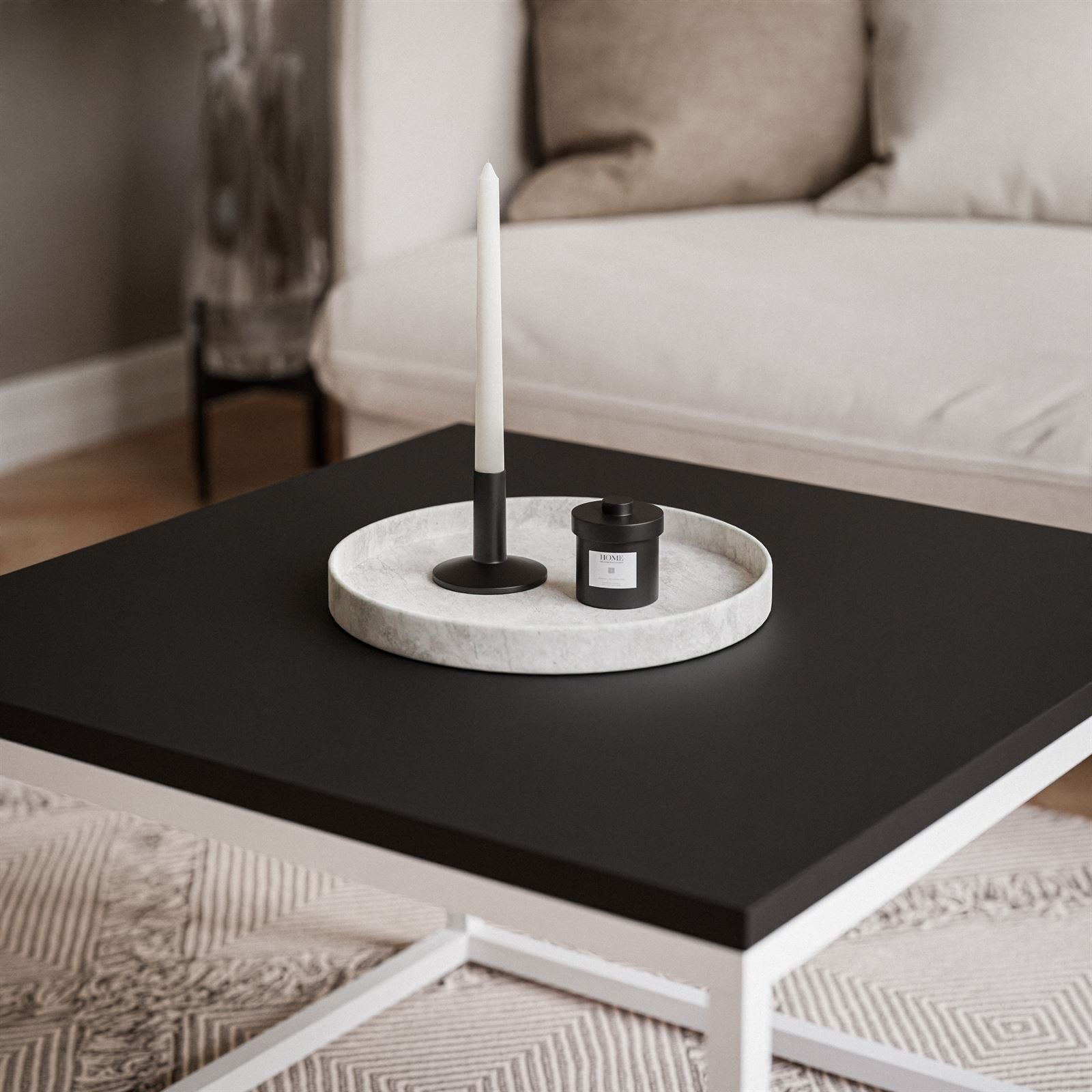 Lookway Couchtisch YOSHI mit matte schwarze Tischplatte (1x Couchtisch), Breite: 60 cm