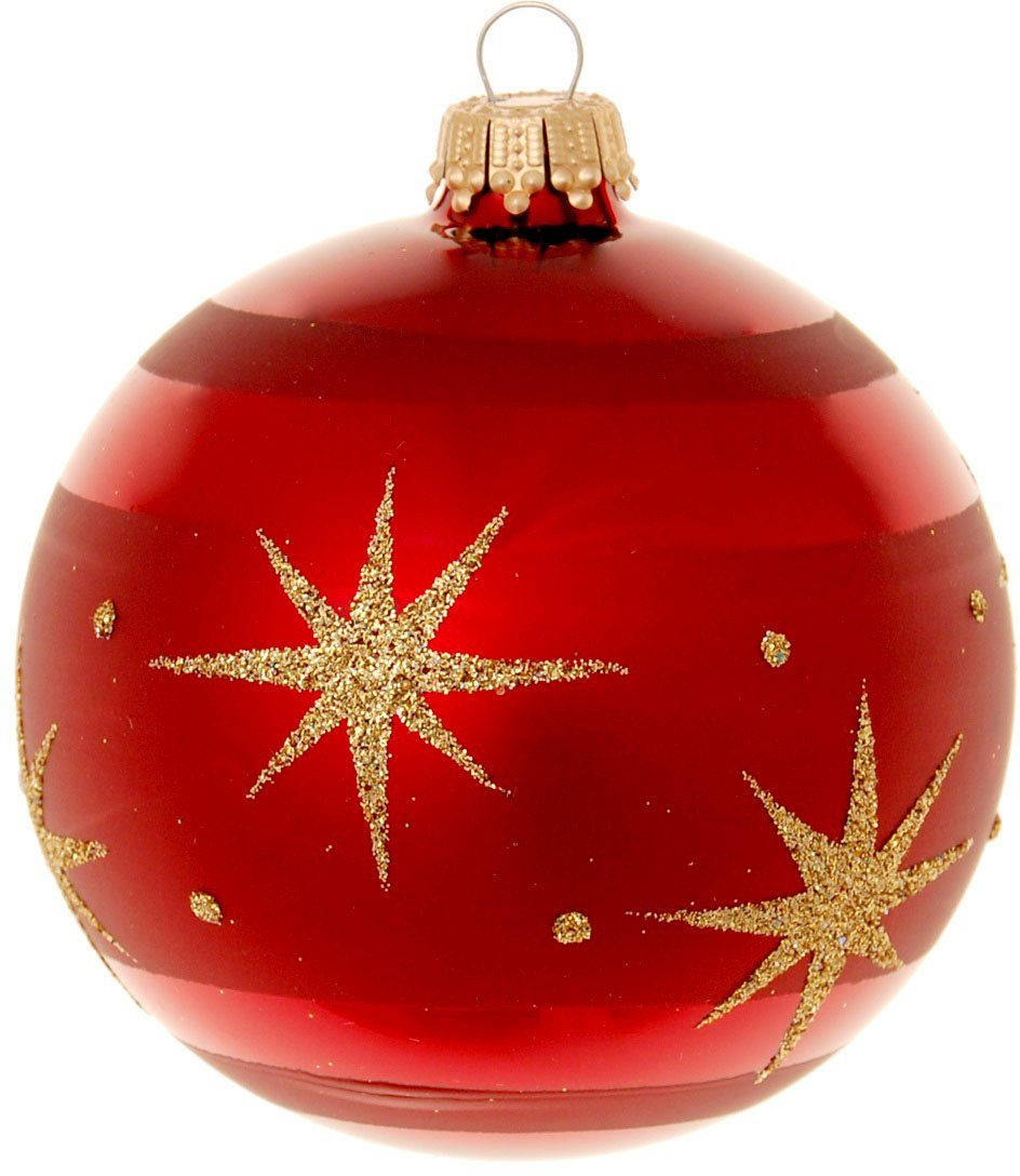 Krebs Glas (3 8 Glas cm Lauscha Christbaumkugeln rot, Weihnachtsbaumkugel Christbaumschmuck, aus Weihnachtsdeko Night Xmas St), \