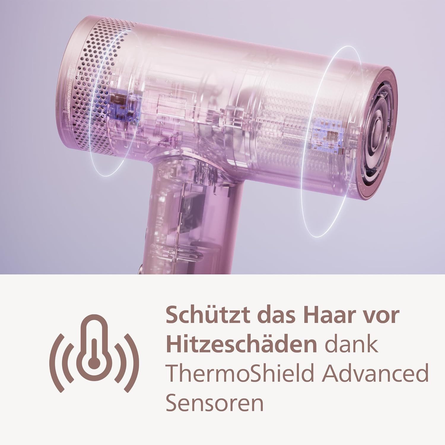 Philips Haartrockner Haartrockner Series 8000 – mit ThermoShield Advanced, Modell BHD837/10 rosa