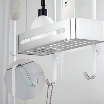 HYZULU Duschregal Duschregal ohne Bohren, hängendes Duschregal, geeignet zum Aufbewahren, Set, mit 4 Klebeflächen und Haken, für Bäder Küchen Duschgel
