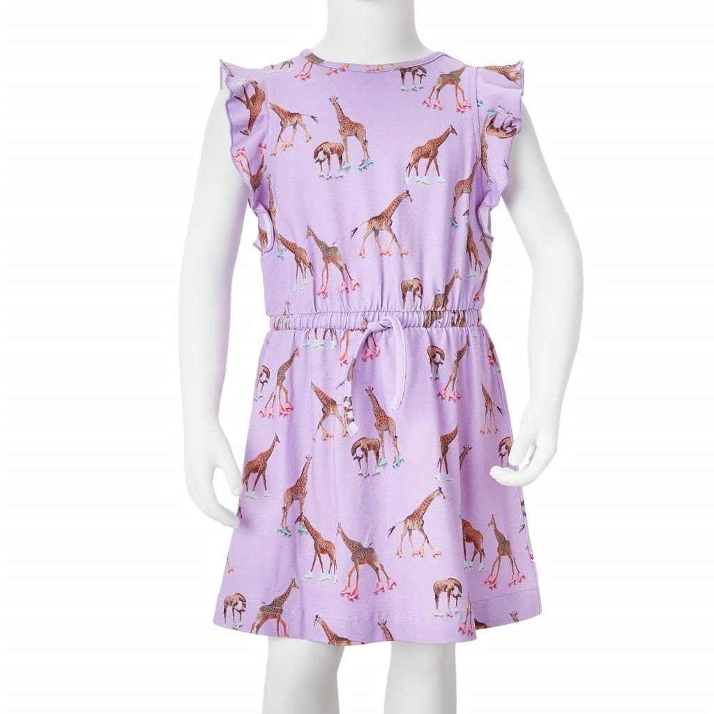 Lila Rüschenärmeln 140 Taillenband Giraffen-Motiv Kinderkleid mit A-Linien-Kleid vidaXL und