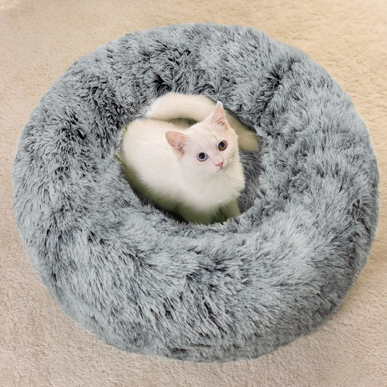 Tierbett 60 CM Tierbetten, Katzenbett waschbar Flauschiges Hundebett 60 cm