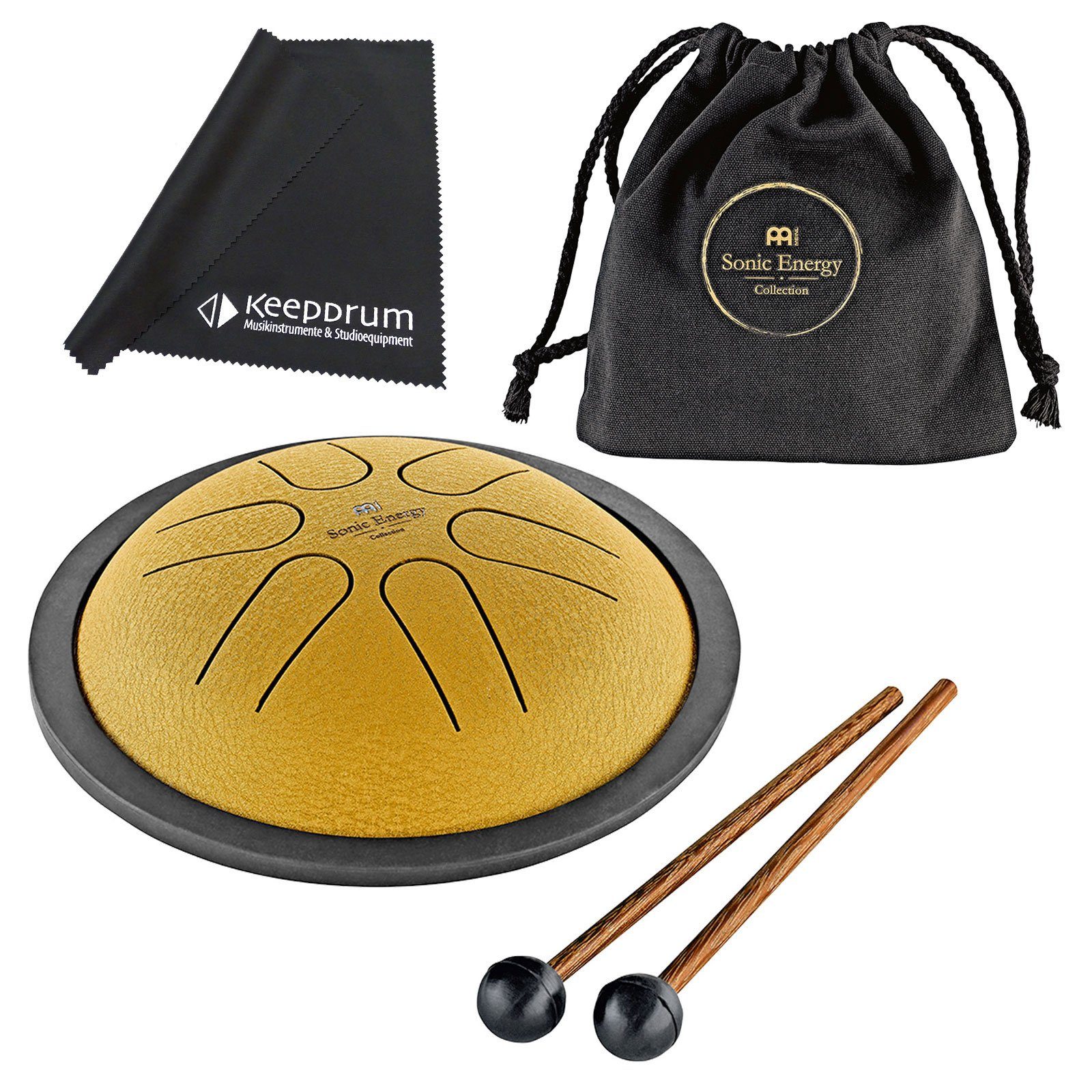 Steel Tongue Drum Meinl Sonic Energy MSTD3G Tongue Drum mit Poliertuch