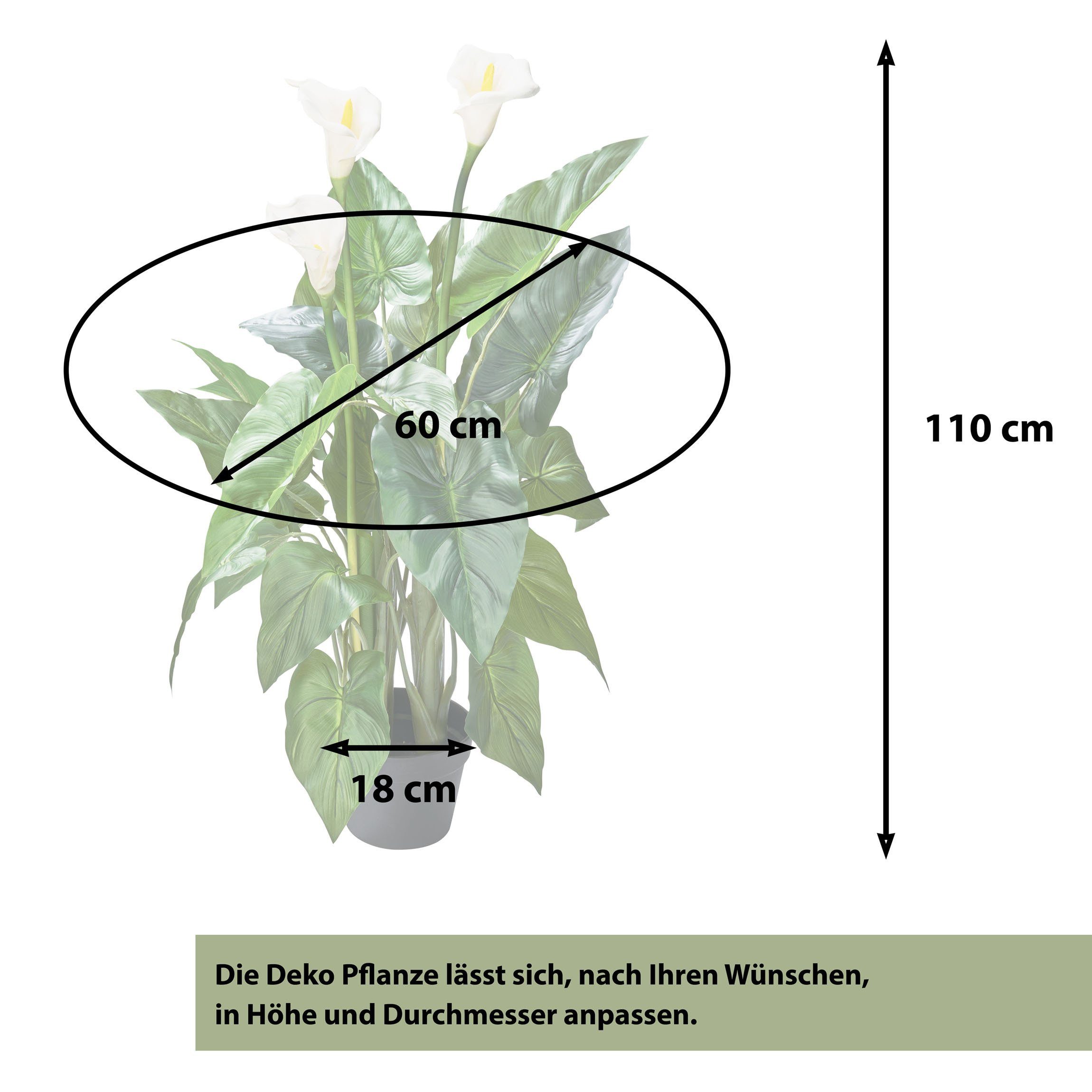 Kunstpflanze Dekopflanze 110 Amare Calla, Höhe cm home