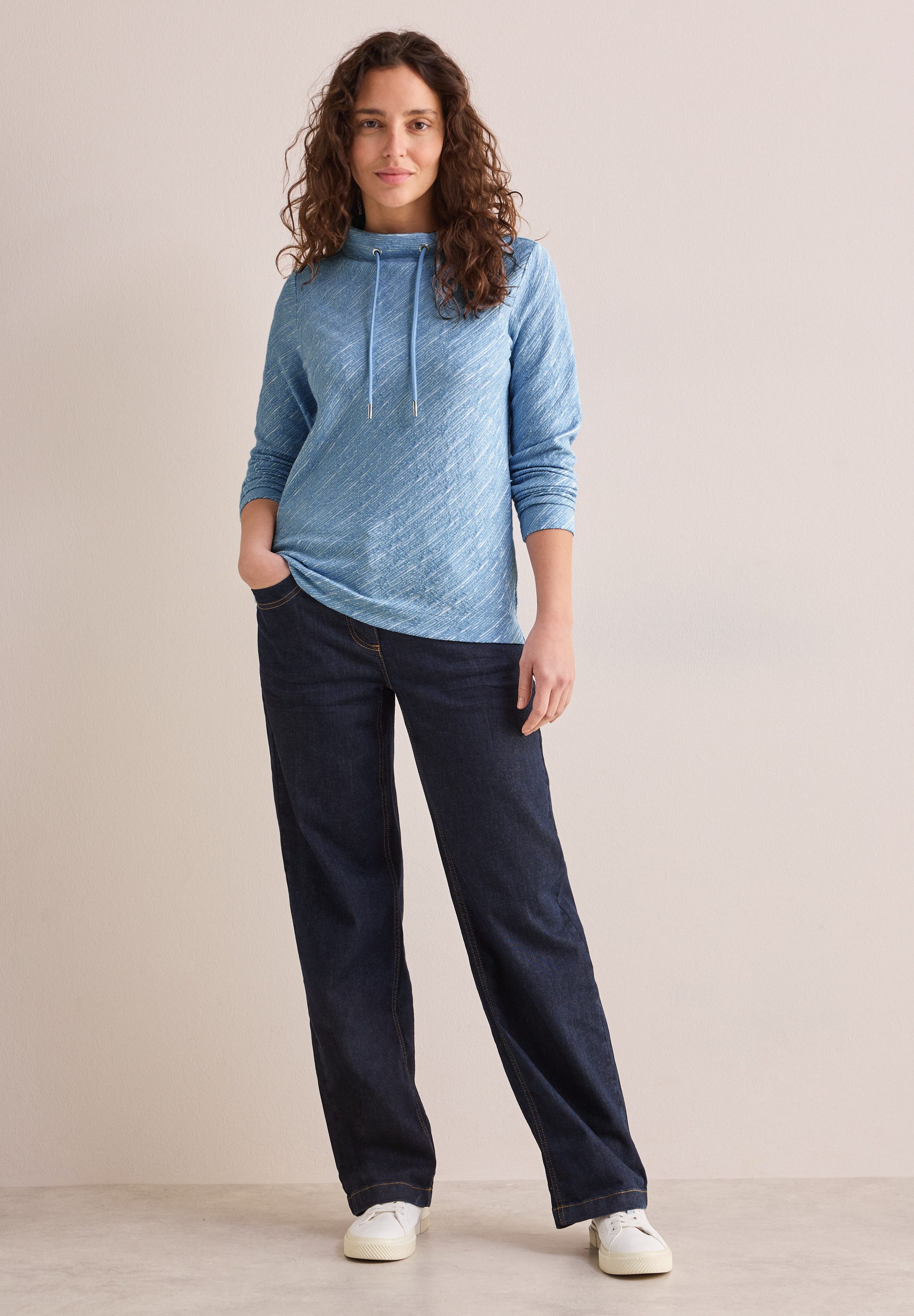 CECIL Langarmshirt aus elastischem Materialmix