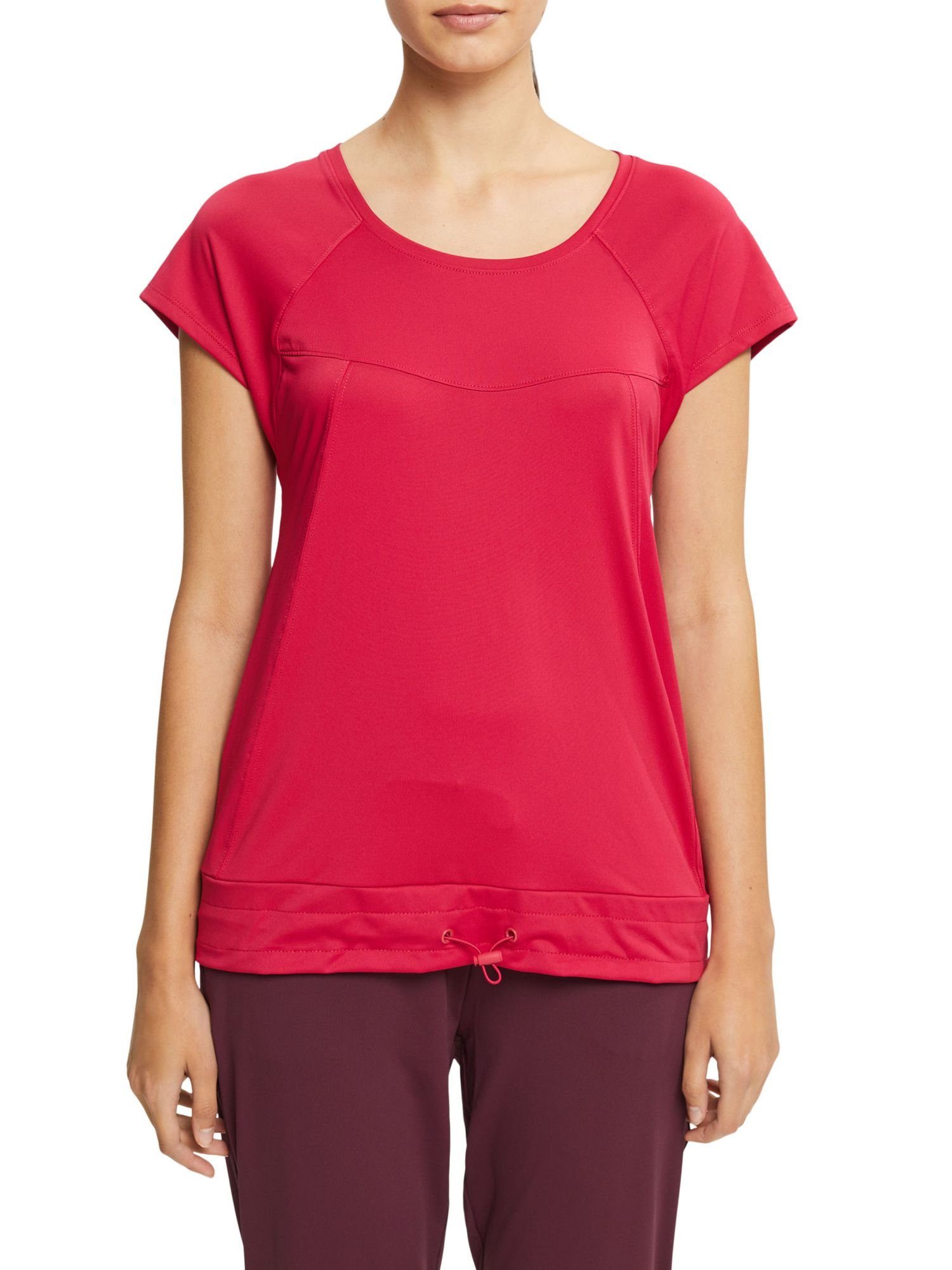 mit sports (1-tlg) T-Shirt Active Recycelt: RED T-Shirt Kordelzug esprit und E-DRY CHERRY