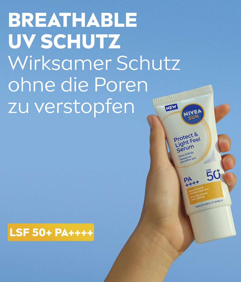 Nivea Sonnenschutzcreme SUN Protect Set - Serum, Lippenpflege, After Sun Serum, 3-tlg.