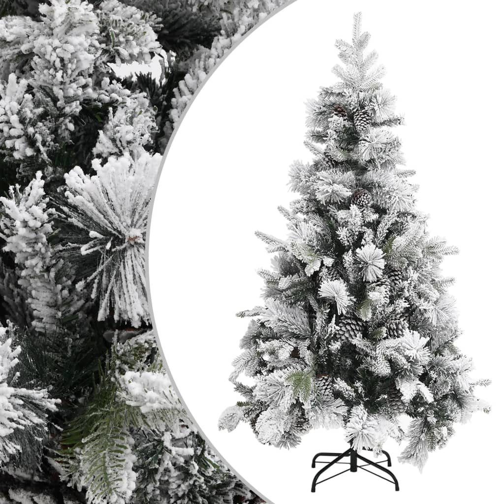 furnicato Künstlicher Weihnachtsbaum Weihnachtsbaum mit Zapfen Beschneit 195 cm PVC & PE