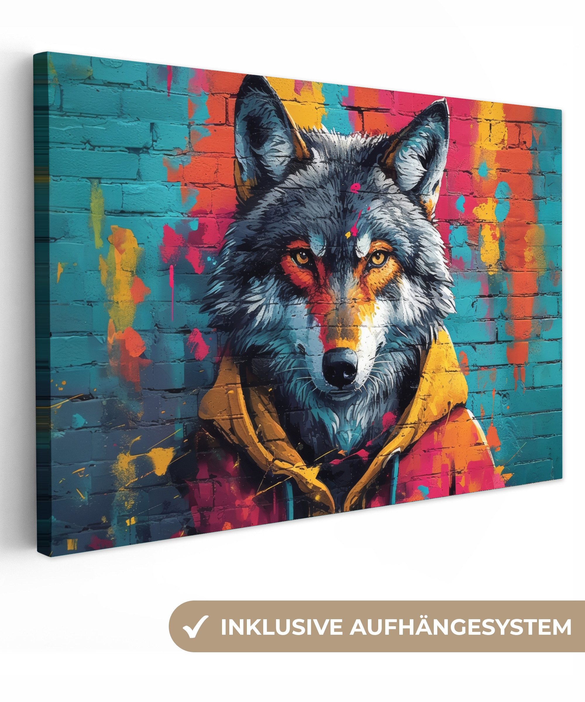 OneMillionCanvasses® Leinwandbild Graffiti - Wolf - günstig online kaufen
