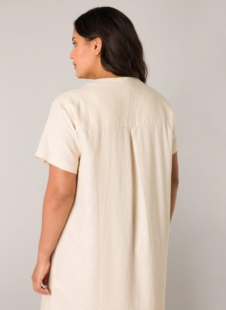 Base Level Curvy Tunikakleid Yacinthe Sommerkleid mit Leinen günstig online kaufen