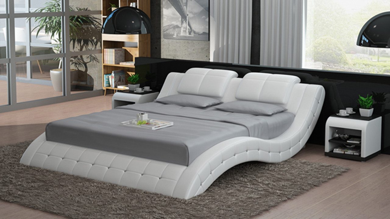 JVmoebel Polsterbett Luxus Lederbett mit USB-Anschlüssen und modernem Design (Bett "LB8824B), Made in Europa
