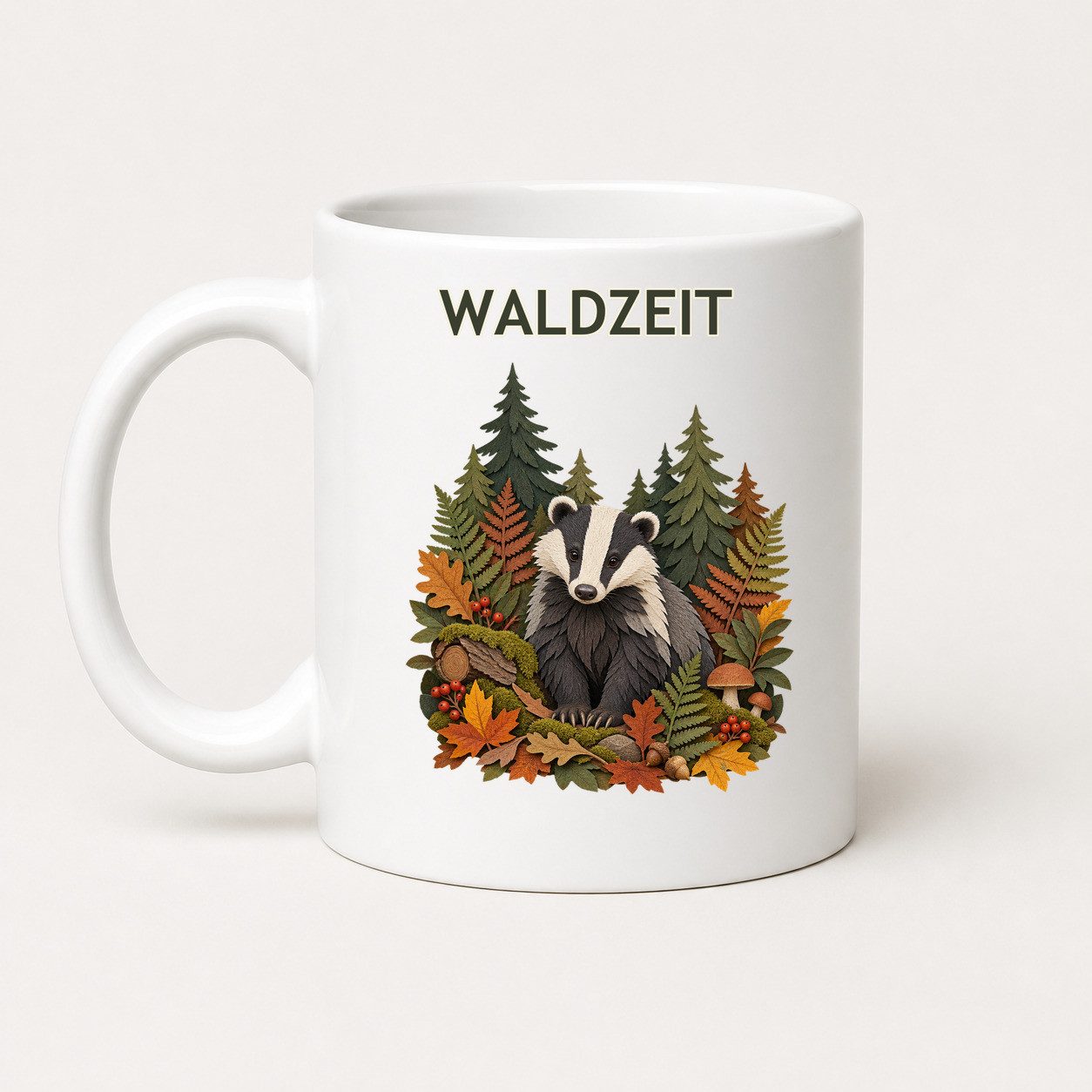WS-Trend Tasse Waldzeit Dachs Tasse 325 ml, Keramik