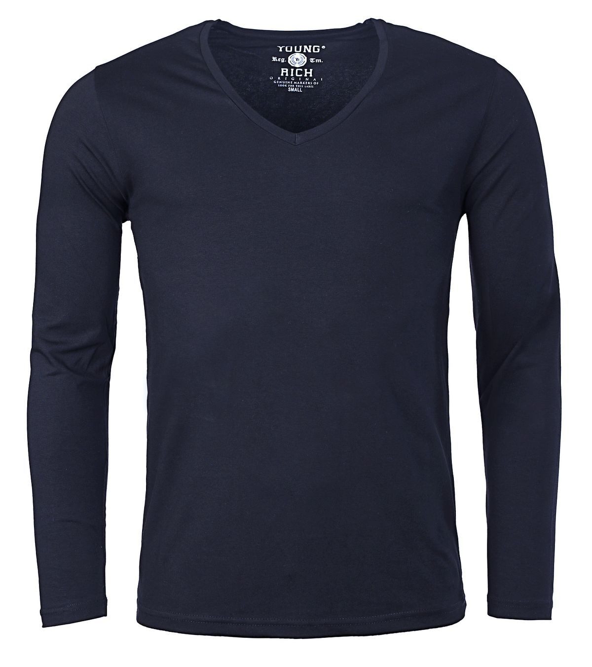 Young & Rich T-Shirt Herren Uni Basic extra tiefer Ausschnitt Unterziehshirt 2239 3er Pack (3er-Pack, 3-tlg., 3er-Pack) V-Ausschnitt unifarben langarm slim fit