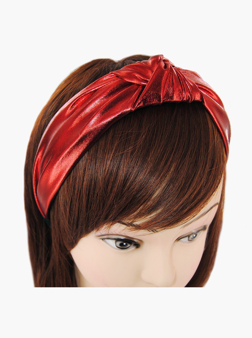 Vintage Breiter Haarreif Metallic-Optik, axy mit Rot Haarband Knoten Haarreif Damen Haareifen