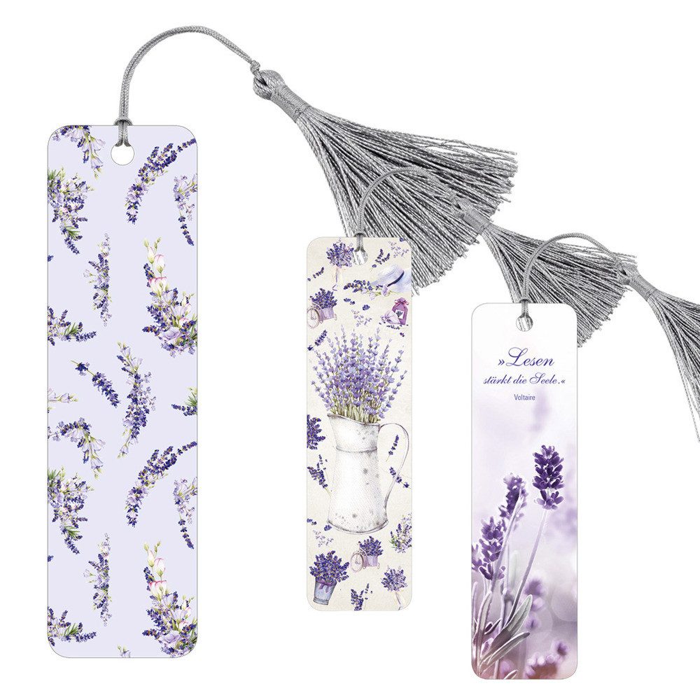 St. Benno Verlag Fotoalbum 3er-Set Lavendelduft-Lesezeichen »Lesen stärkt die Seele«