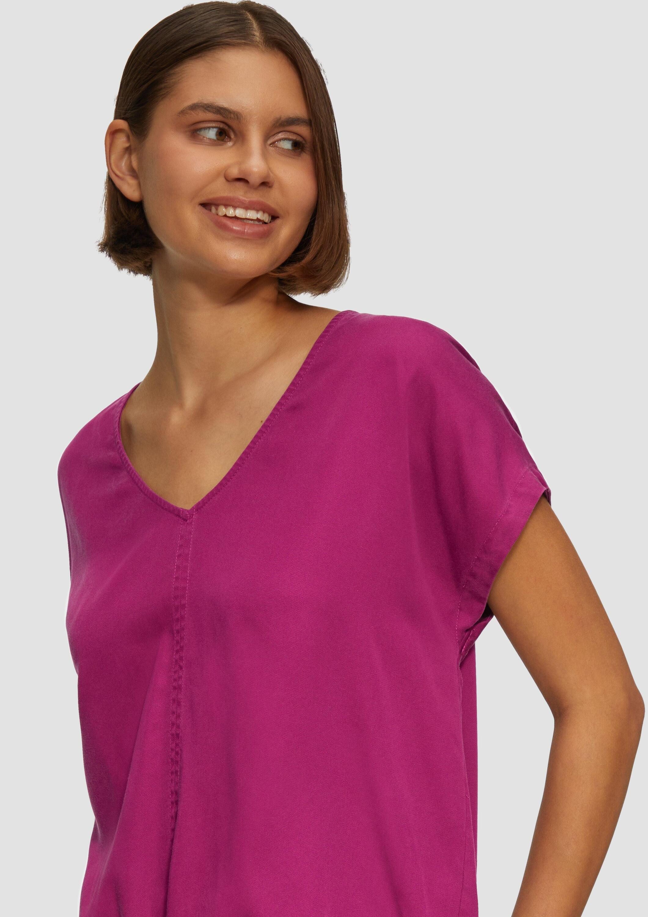 s.Oliver Kurzarmbluse Bluse Fließende Bluse aus Lyocell mit Tunnelzug