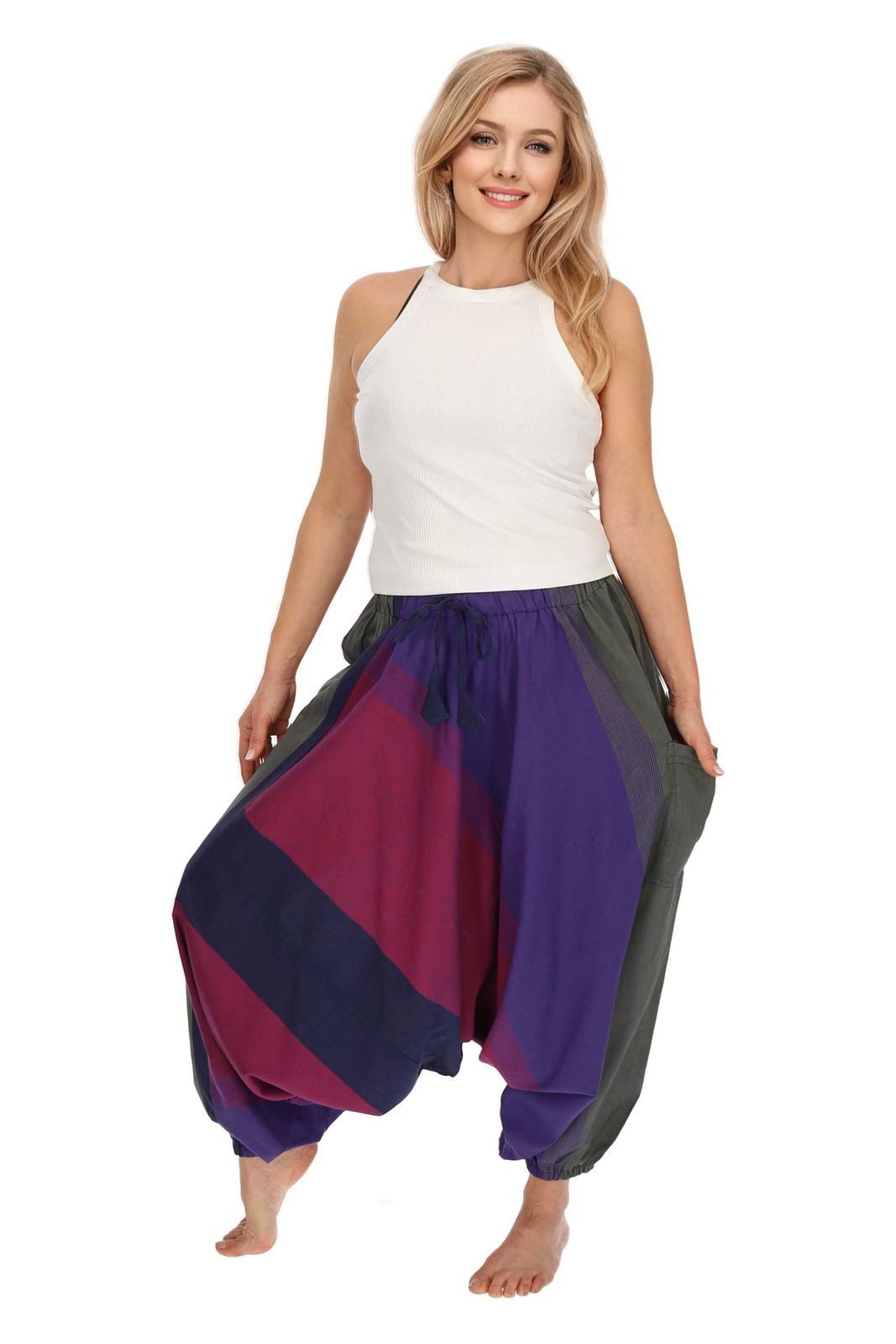 Haremshose Unisex Haremshose onesize Bunt Hippie Goa Fair Boho Baggy Pluder-Hose