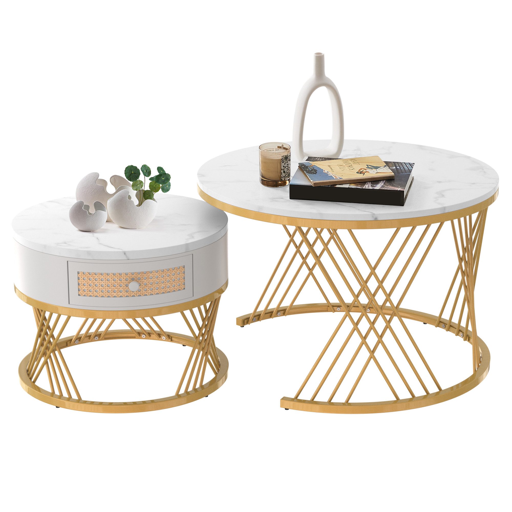 OKWISH Couchtisch (2 in 1 Runder günstig online kaufen