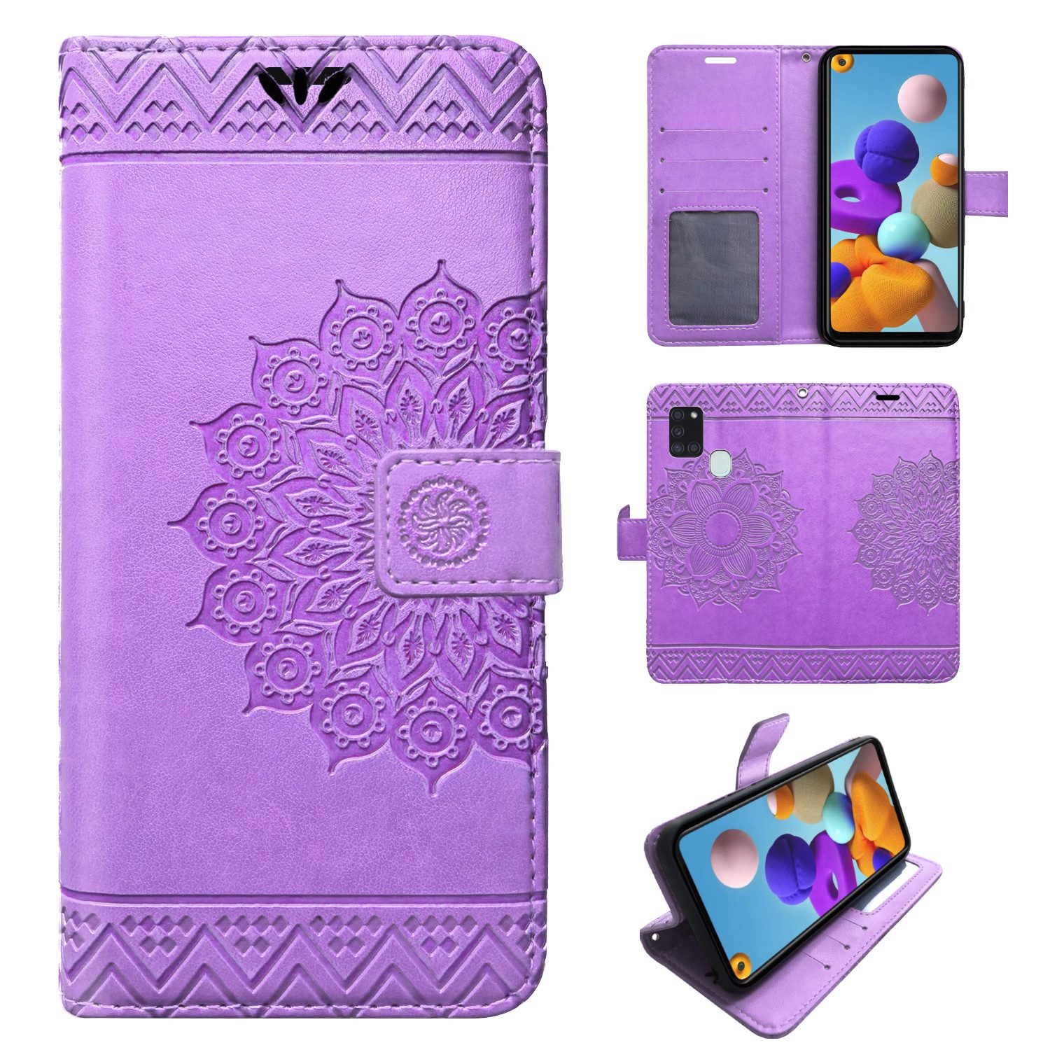betterfon Handyhülle Handytasche für Samsung Galaxy A21s TPU Schutz Schale, Wallet Case mit Kartenfächern Magnetverschluss und weicher Innenhülle