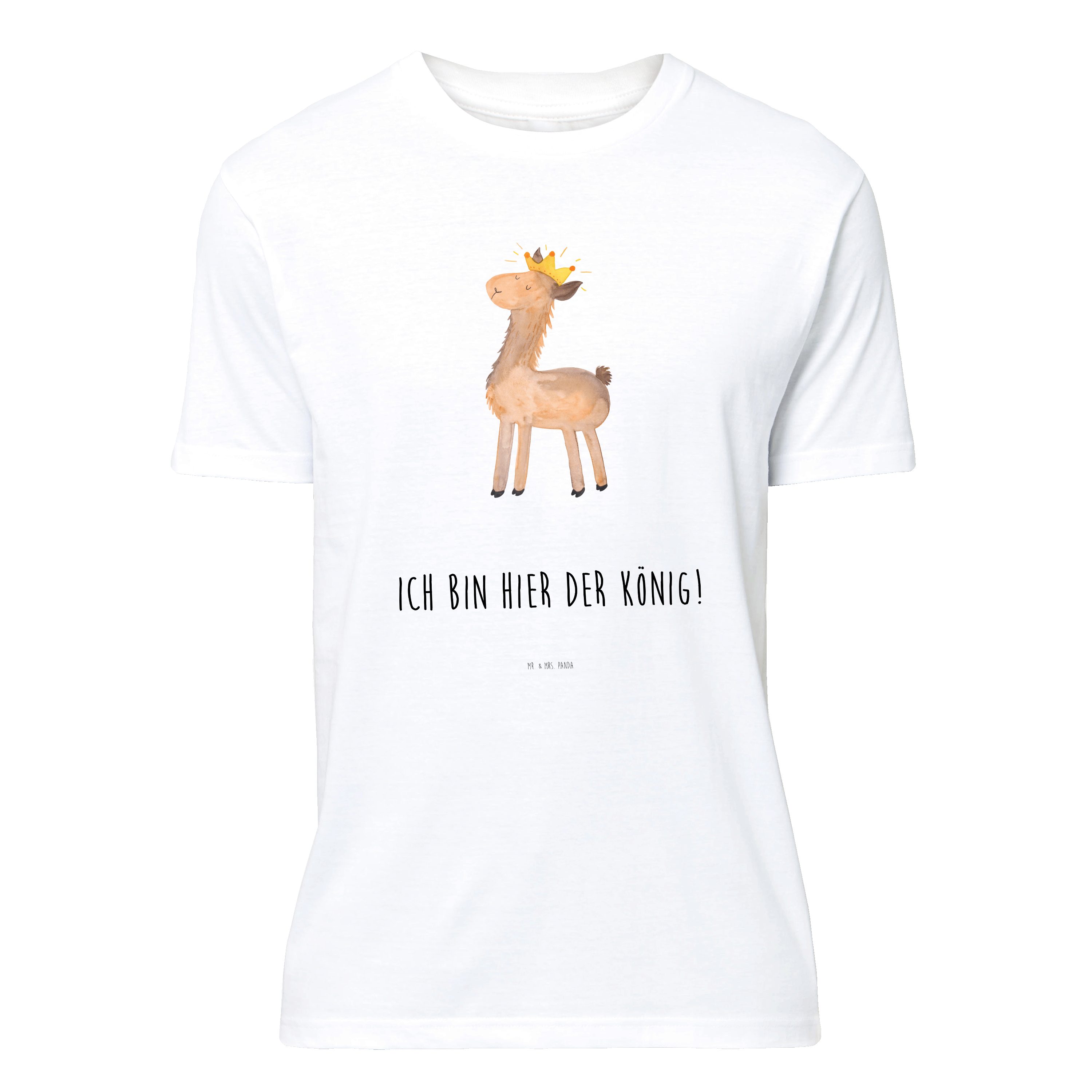 T-Shirt Lama König, Tshirt, Weiß, S T-Shirt, König, Print-Shirt, Tshirt, Abi