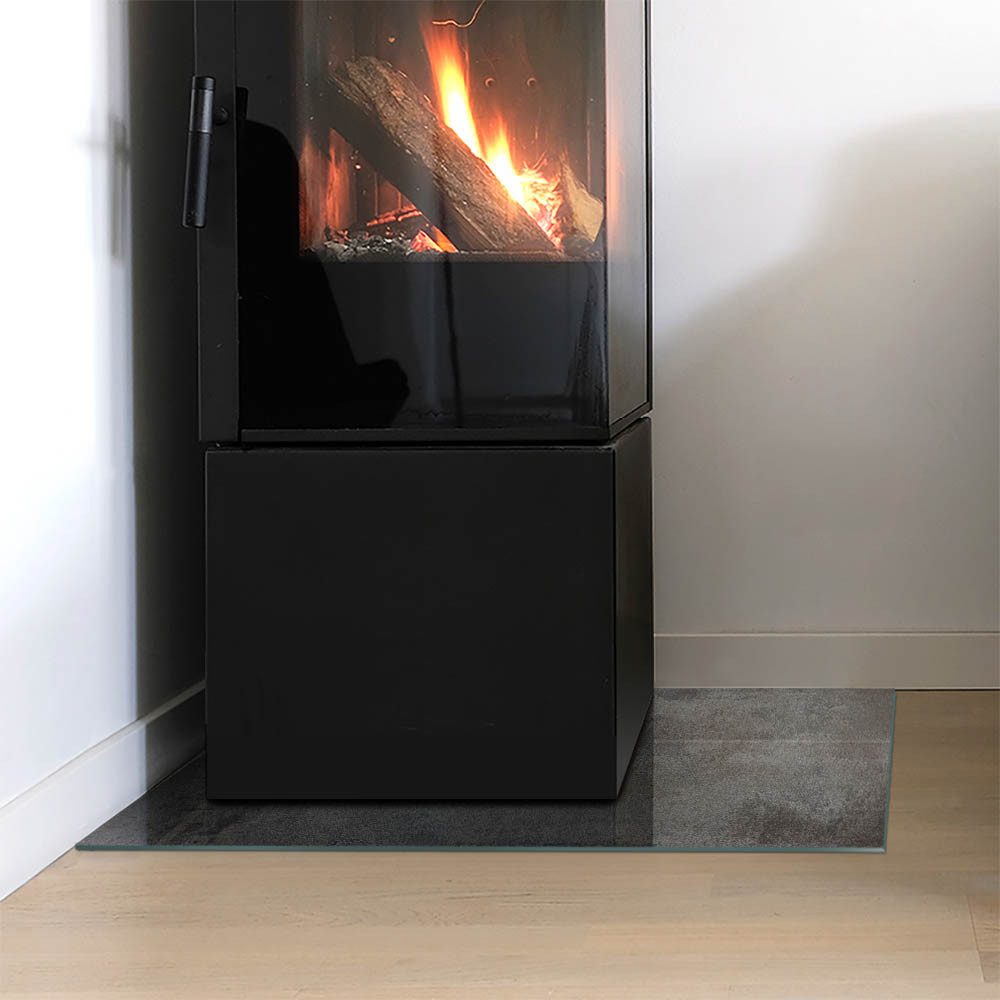 Tulup Bodenschutzplatte Grau Rohbeton, Schutzplatte aus Gehärtetem Glas Kaminbodenplatten