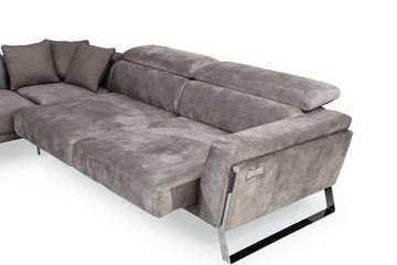 JVmoebel Ecksofa Graues Ecksofa L-Form Couch Großes Stoffsofa Luxus Möbel Neu, 3 Teile, Made in Europa