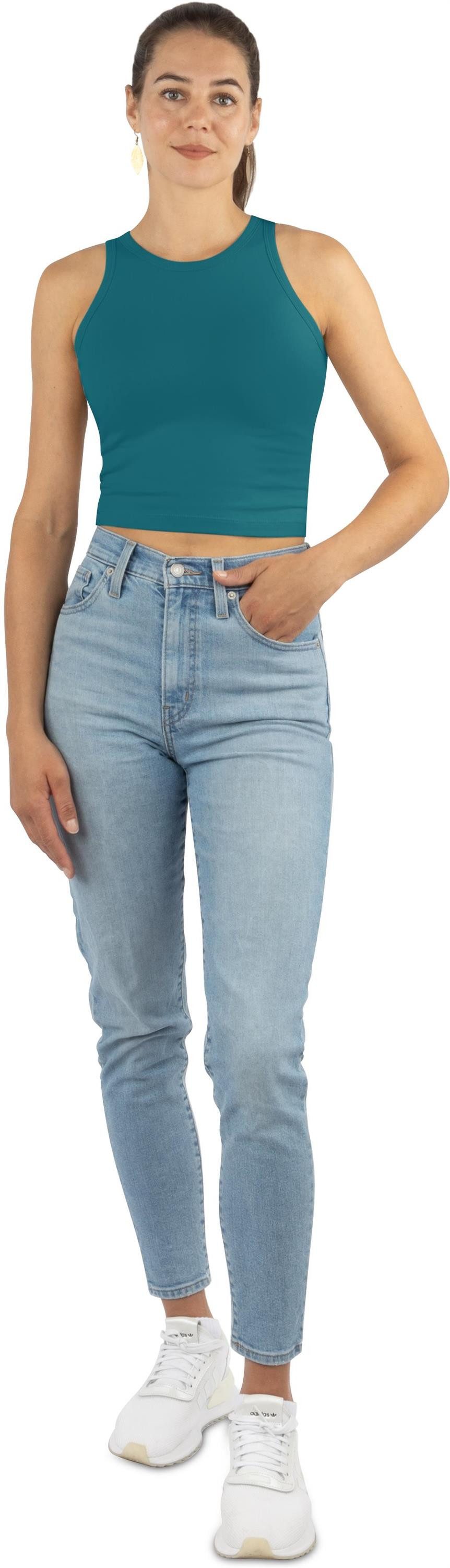 Janice Kurzarmshirt 3 x Damen crop Top hochgeschlossen Niah Kurzes Tanktop aus Baumwolle