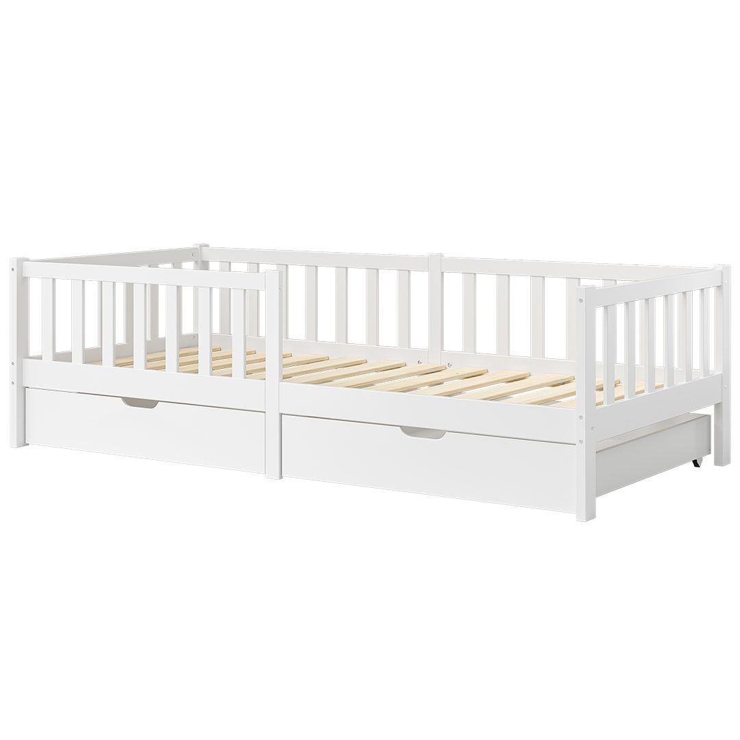 Bellabino Kinderbett Vere mit Rausfallschutz und Lattenrost (weiß mit Schub günstig online kaufen