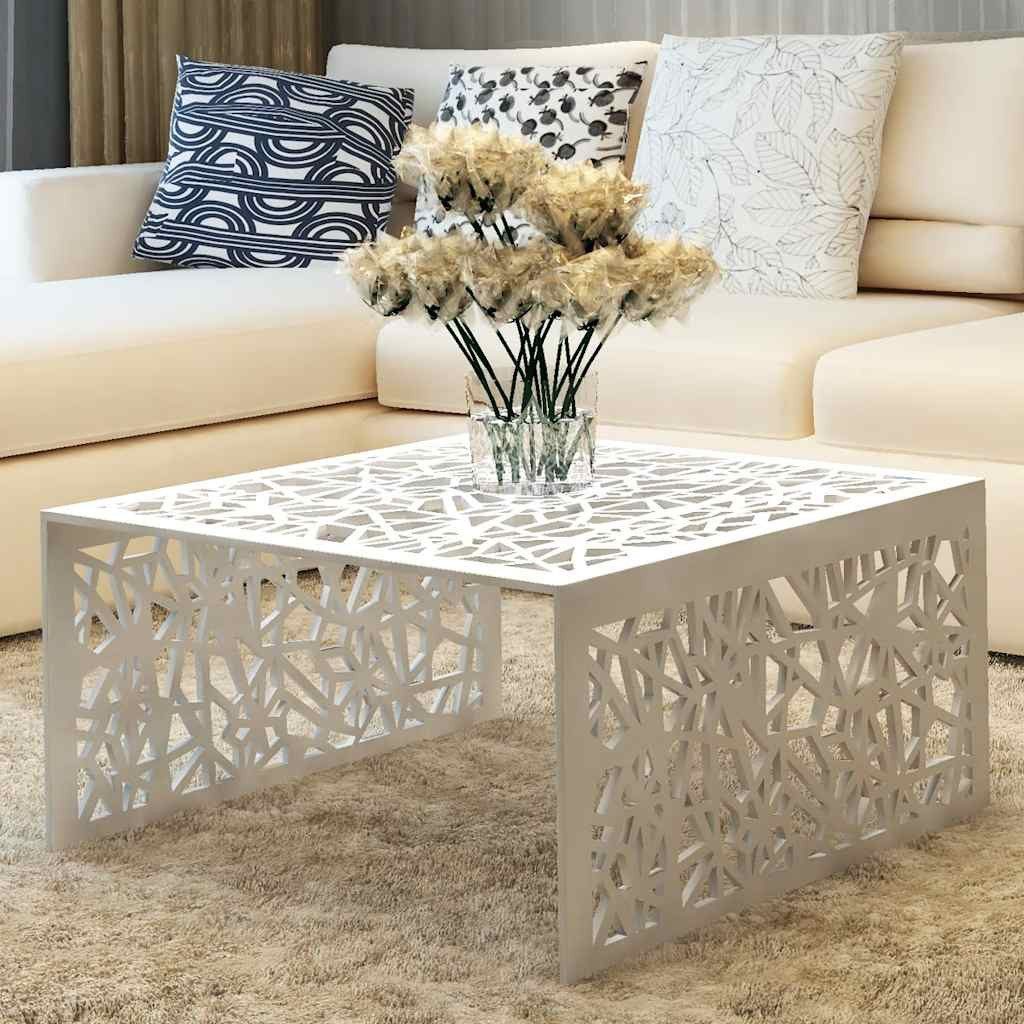 vidaXL Couchtisch Couchtisch Silbern Geometrisches Lochmuster Aluminium (1-St)