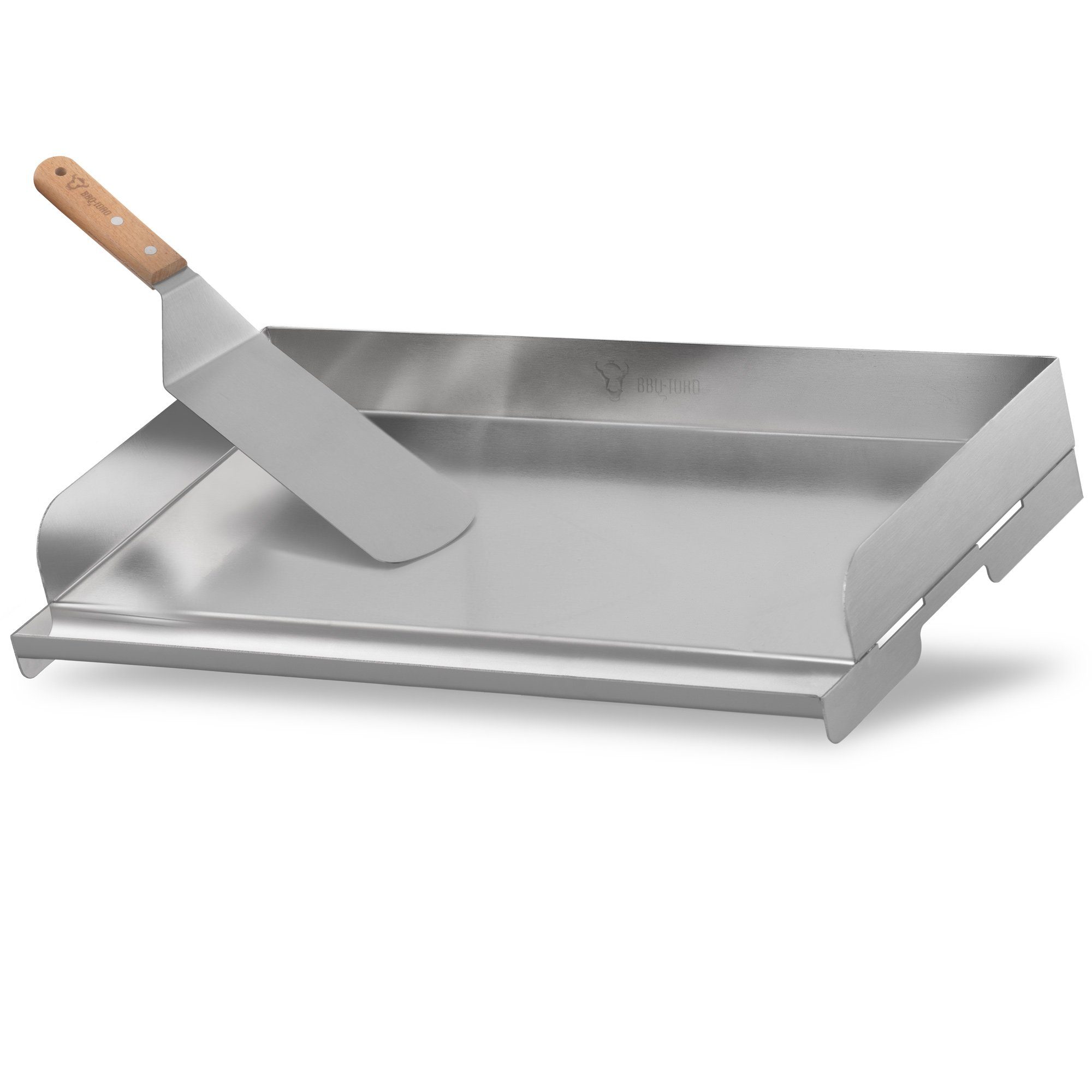 BBQ-Toro Grillpfanne Edelstahl Grillplatte, 49,5 x 28 cm BBQ Plancha, Grillblech, Edelstahl (2-tlg)