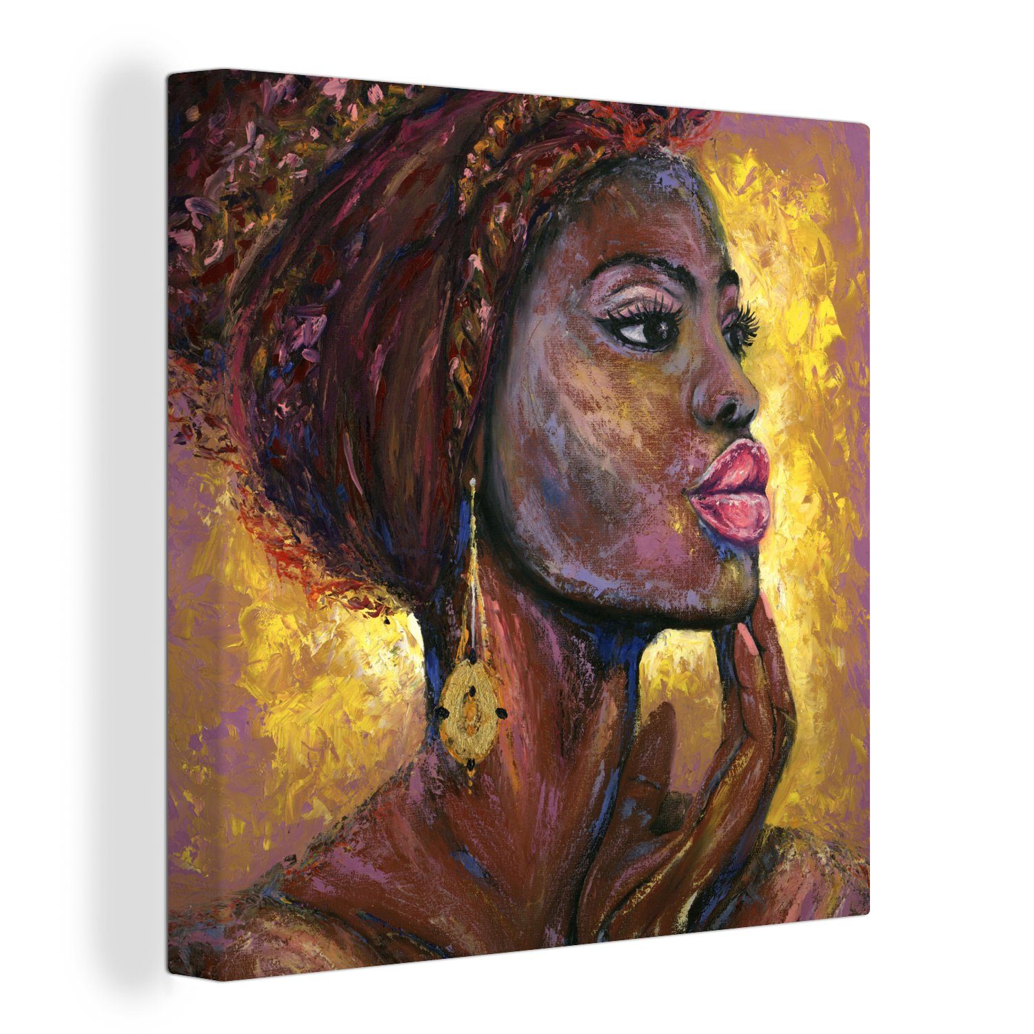 OneMillionCanvasses® Gemälde Gemälde - Ölgemälde - Gold - Frau, (1 St), Leinwand Bilder für Wohnzimmer Schlafzimmer