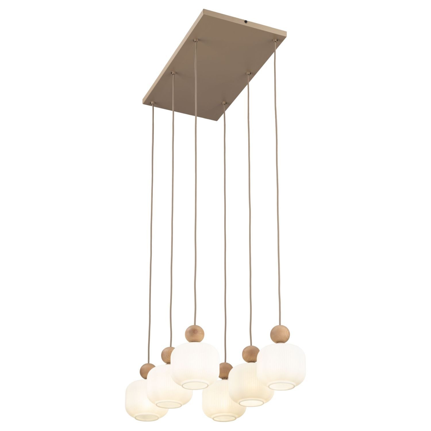 Licht-Erlebnisse Pendelleuchte JYMOR, ohne Leuchtmittel, Metall Glas E14 H: max. 110 cm Sandfarben Weiß länglich Modern