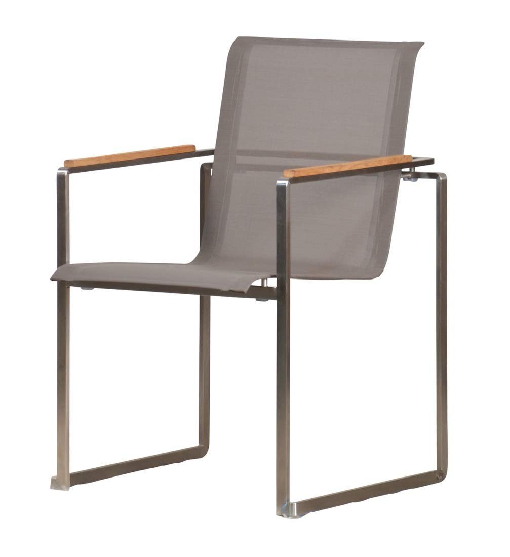Kai Wiechmann Gartenstuhl Teak Edelstahl Stapelstuhl, moderner Edelstahl Stapelsessel, rostfreier und langlebiger Edelstahl Outdoor Stuhl