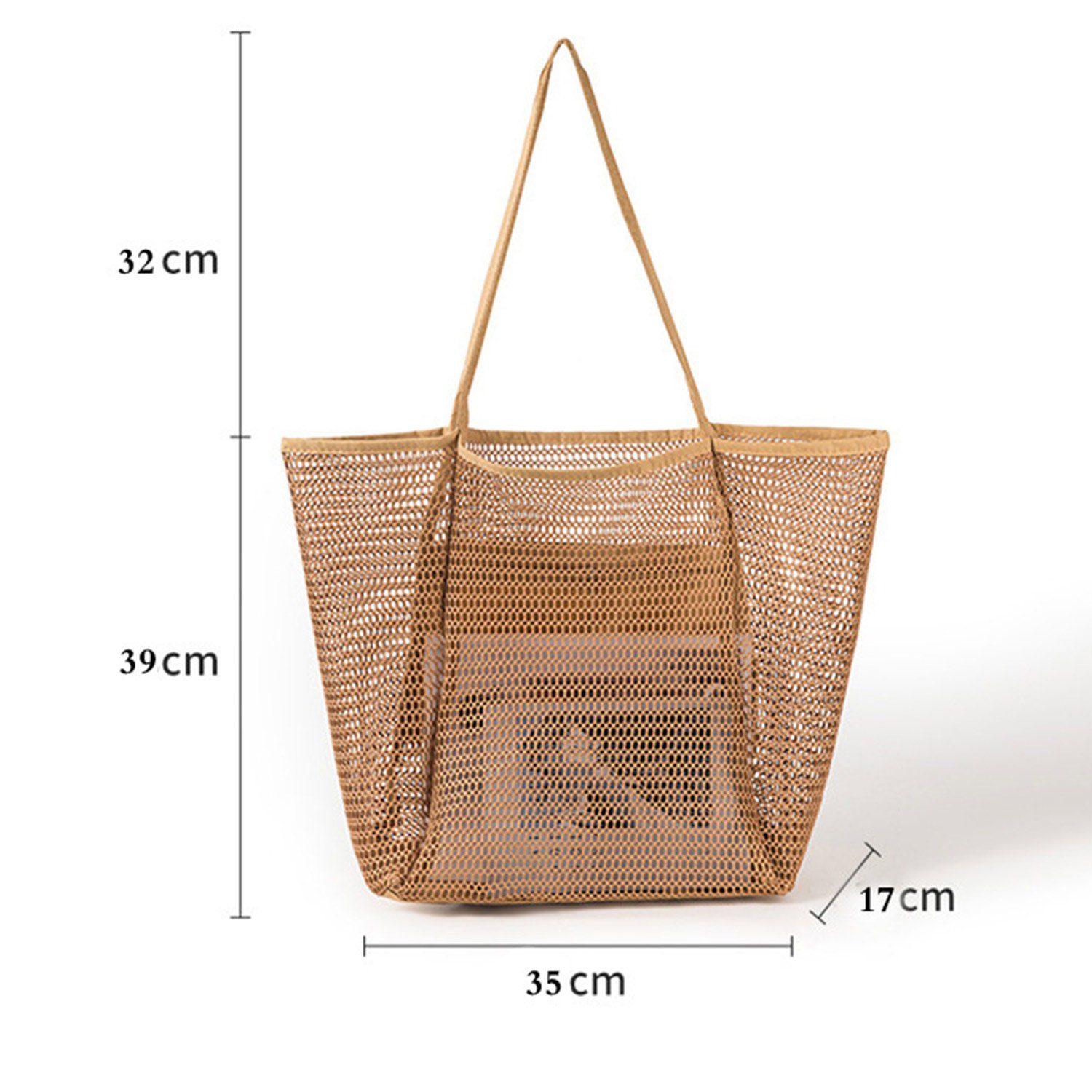 MAGICSHE Trachtentasche Himmelblau mit große Einkaufstasche Innentasche Schultertasche, Mesh-Strandtasche, Reißverschluss, Damen-Badetasche