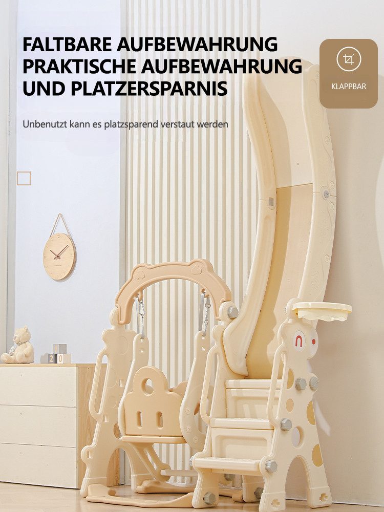 habeig Indoor Slide 4-in-1 Multifunctional Children's Slide with Swing, Foldable, Extremely Stable